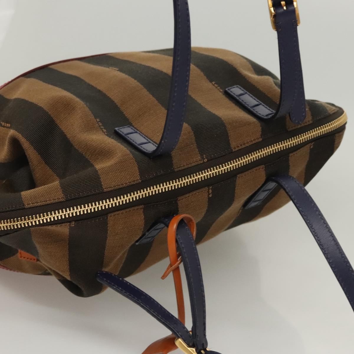 Fendi Pequin 2Bag Canvas and Leather, BROWN, CANVAS, Shoulder bag