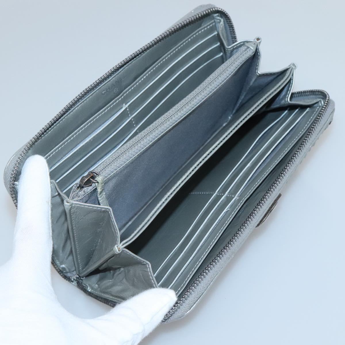 Chanel Boy Zip Jacket Wallet Quilted Calfskin, SILVER, LEATHER, Wallets