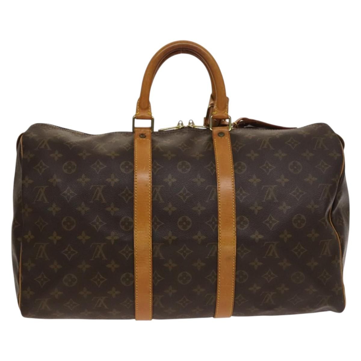 Louis Vuitton Keepall Bag Monogram Canvas, BROWN, CANVAS, Travel bag