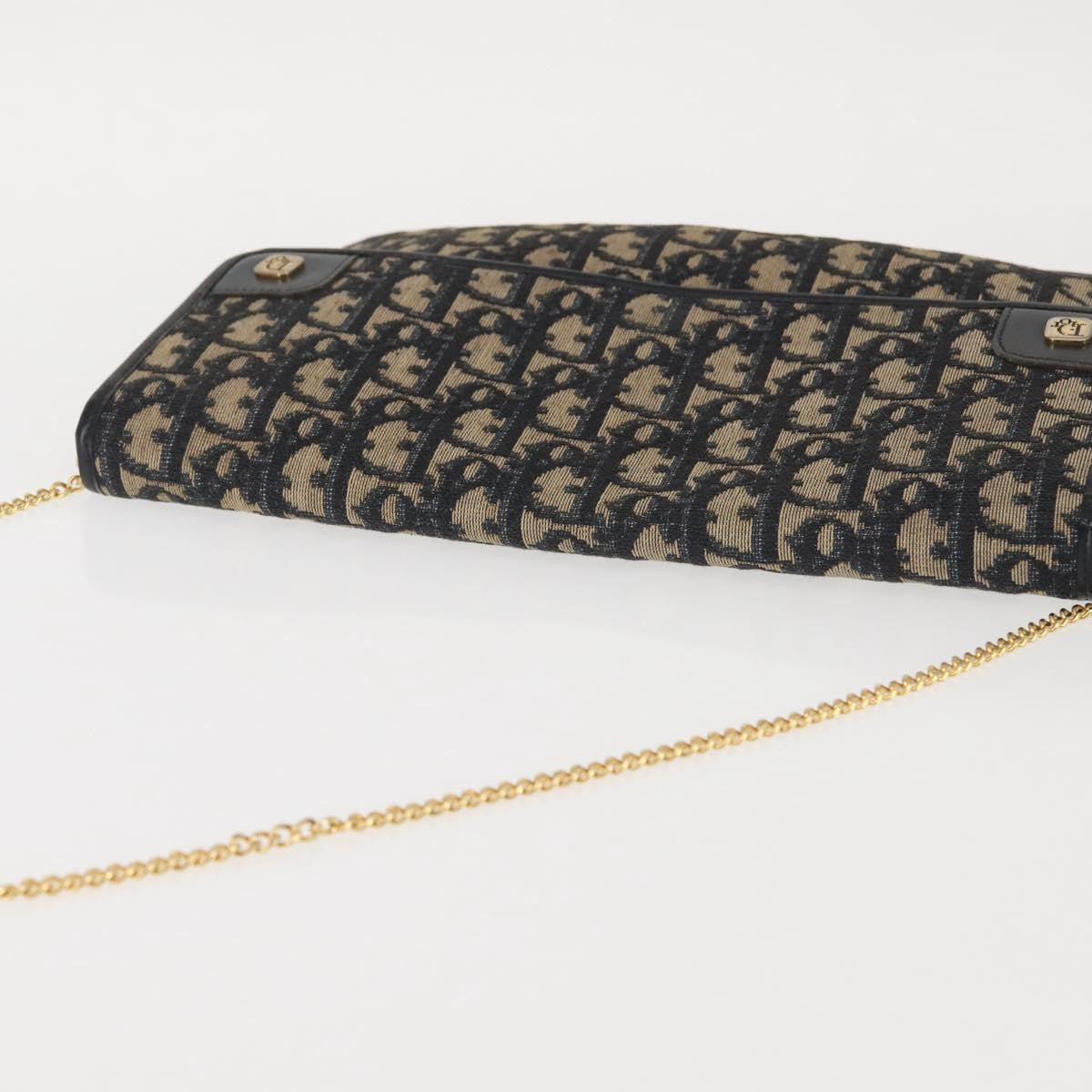 Christian Dior Vintage Trotter Flap Shoulder Bag Canvas, NAVY, CANVAS, Shoulder bag