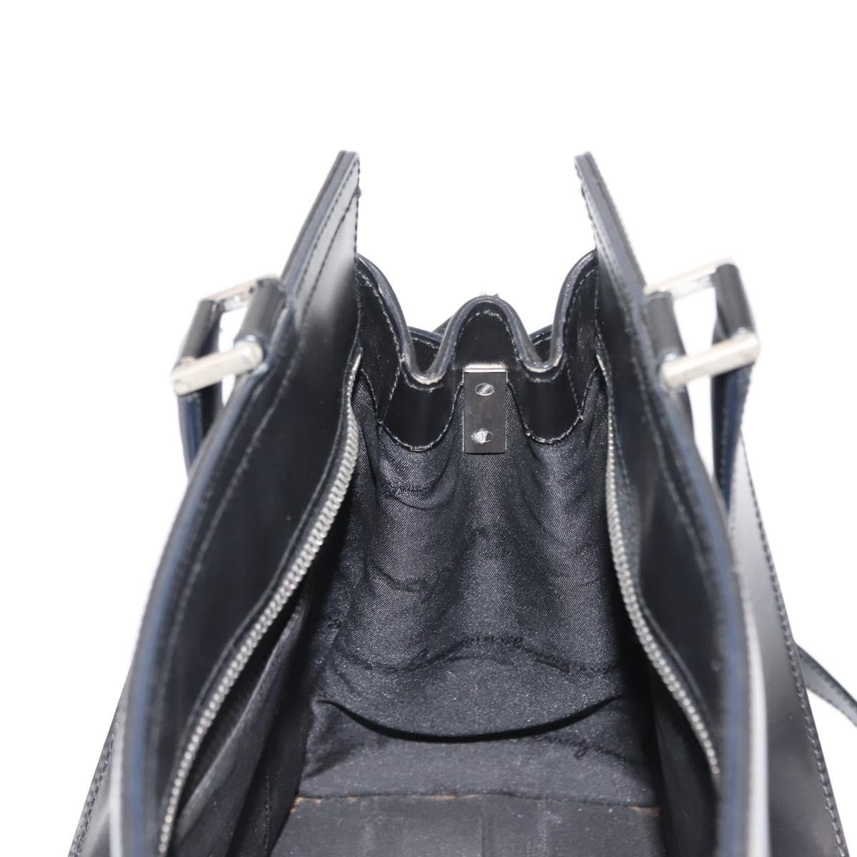 Salvatore Ferragamo Double Gancini Side Buckle Tote Leather, BLACK, LEATHER, Handbag