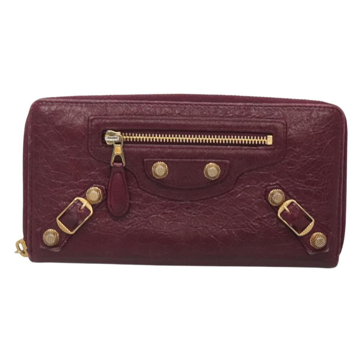 Balenciaga Classic Continental Zip Around Wallet Leather, PURPLE, LEATHER, Wallets