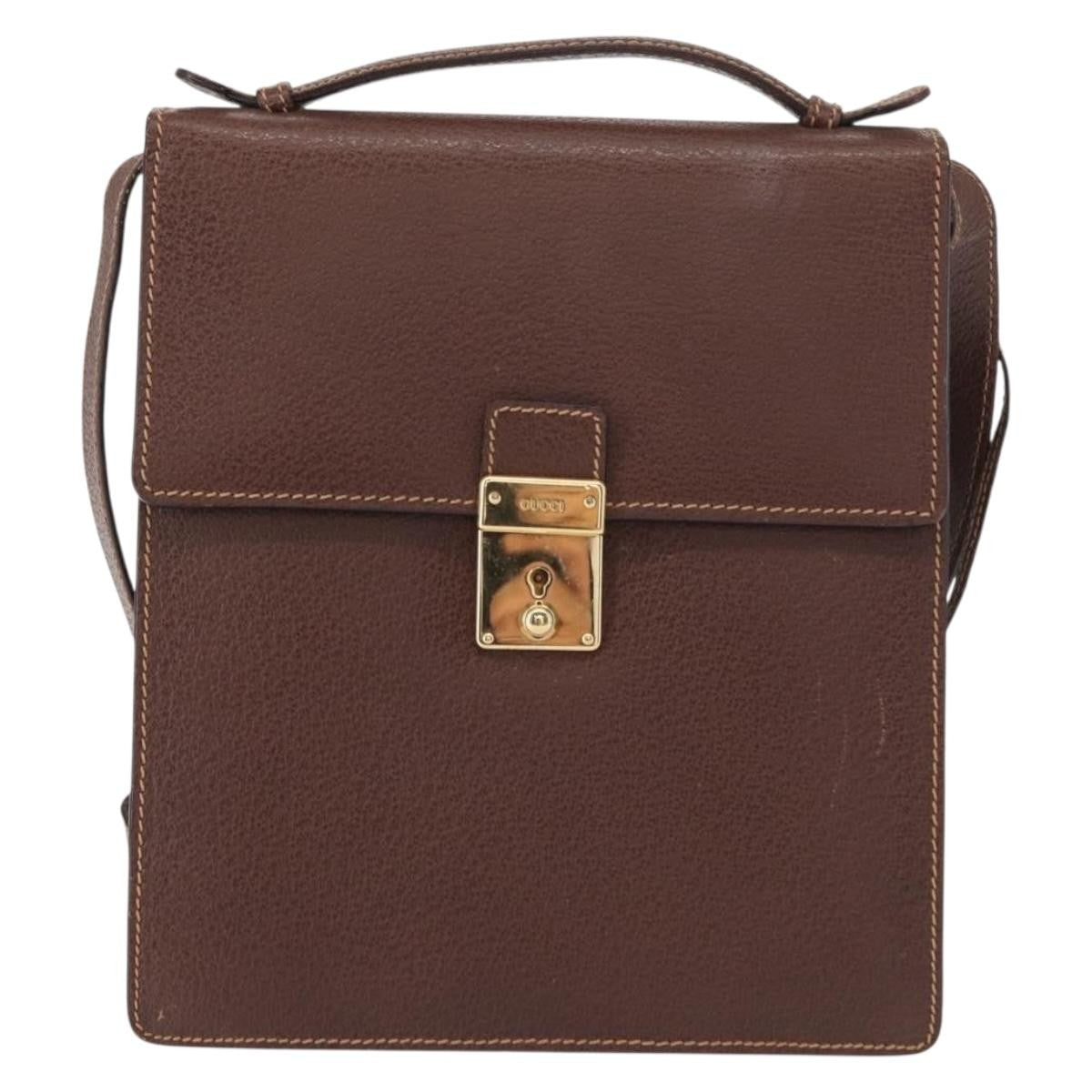 Gucci Vintage Shoulder Bag Leather, BROWN, LEATHER, Shoulder bag