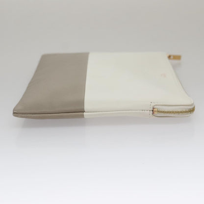 Celine Bicolor Solo Clutch Leather, GRAY, LEATHER, Clutche & pouche