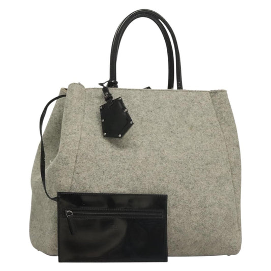 Fendi 2Jours Bag Felted Wool and Astrakhans, GRAY, WOOL, Tote bag