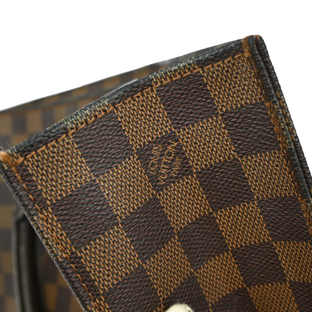 Louis Vuitton Sac Plat Bag Damier, BROWN, CANVAS, Tote bag