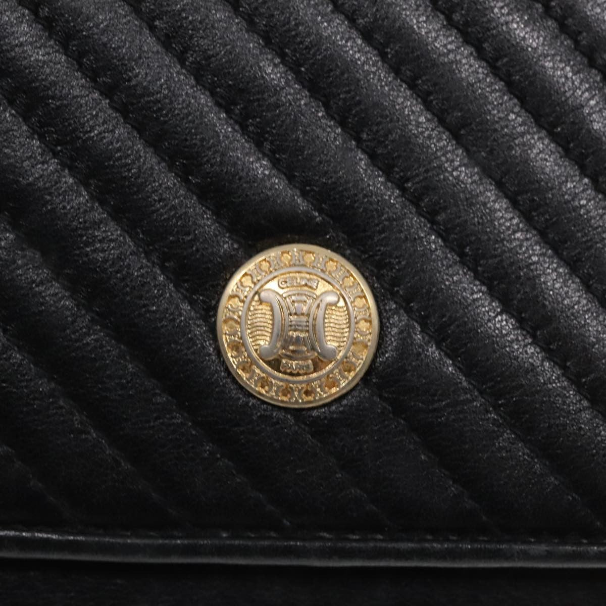 Celine Vintage Flap Shoulder Bag Leather, BLACK, LEATHER, Shoulder bag