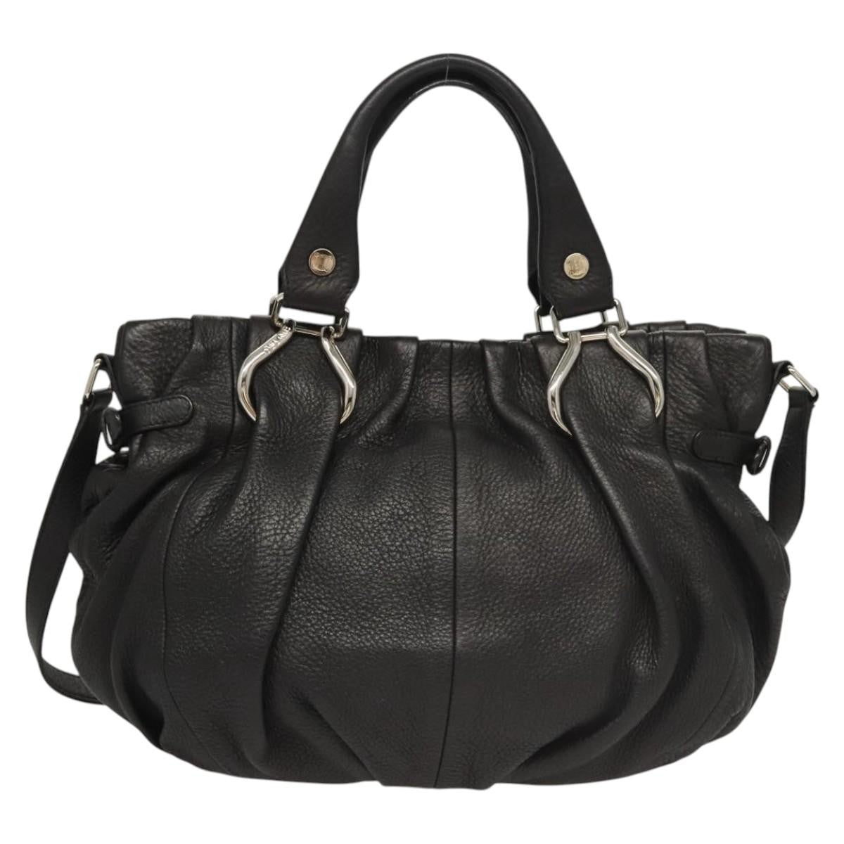 Celine Pillow Handbag Leather, BLACK, LEATHER, Handbag