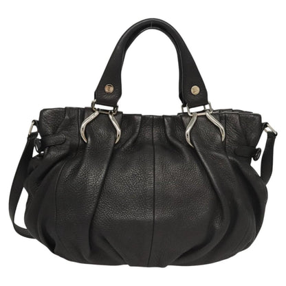 Celine Pillow Handbag Leather, BLACK, LEATHER, Handbag