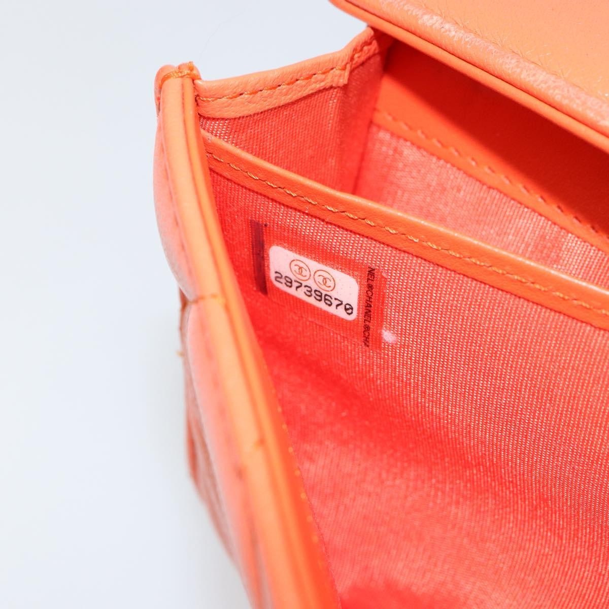 Chanel 19 Flap Wallet Quilted Lambskin, ORANGE, LEATHER, Wallets