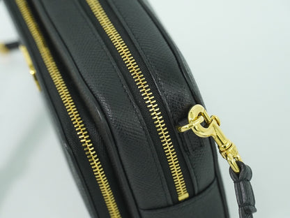 Christian Dior Caro Double Pouch Crossbody Bag Leather, BLACK, LEATHER, Crossbody bag