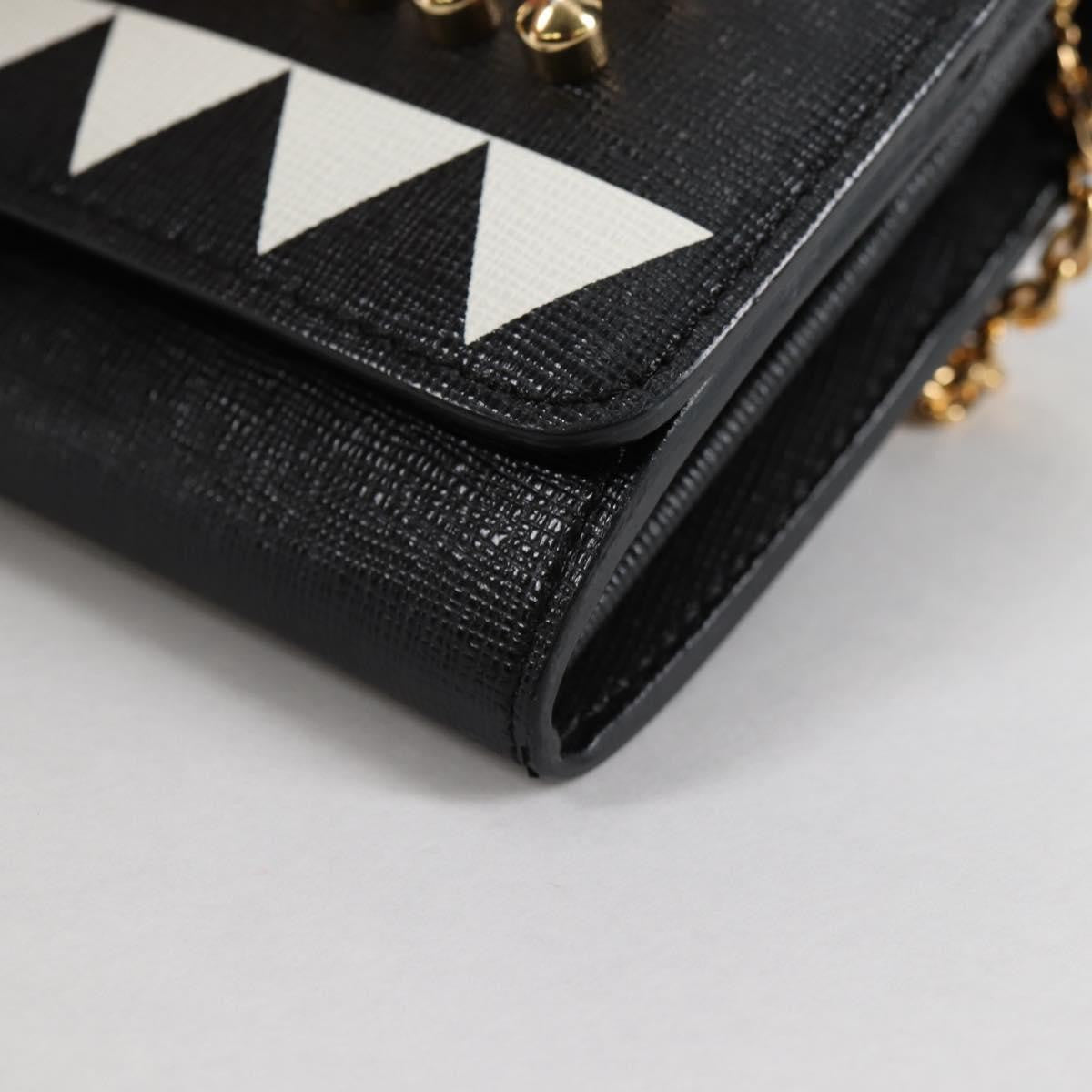 Fendi Monster Wallet on Chain Studded Leather, BLACK, LEATHER, Wallets