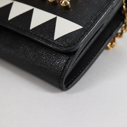 Fendi Monster Wallet on Chain Studded Leather, BLACK, LEATHER, Wallets