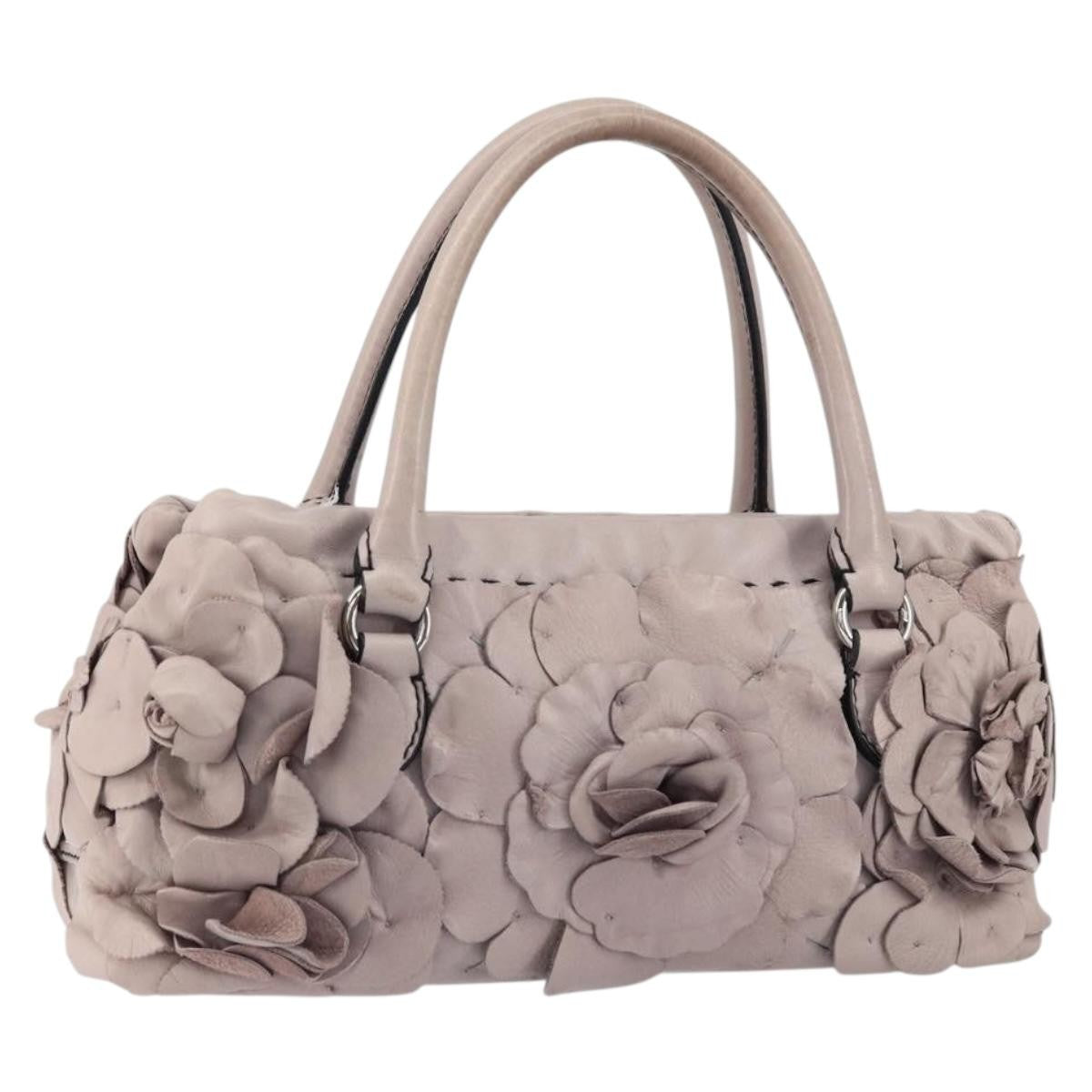 Valentino Garavani Rose Handbag Leather, PURPLE, LEATHER, Handbag