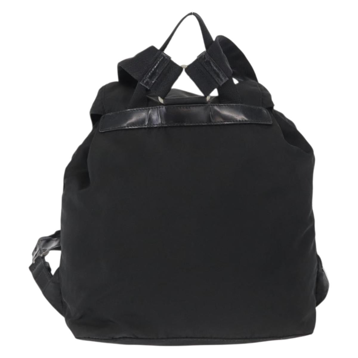Prada Vela Double Front Pocket Backpack Tessuto with Saffiano Leather, BLACK, NYLON, Backpack