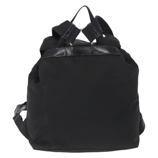 Prada Vela Double Front Pocket Backpack Tessuto with Saffiano Leather, BLACK, NYLON, Backpack