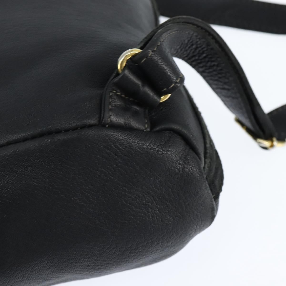 Fendi Logo Flap Drawstring Backpack Leather, BLACK, LEATHER, Backpack