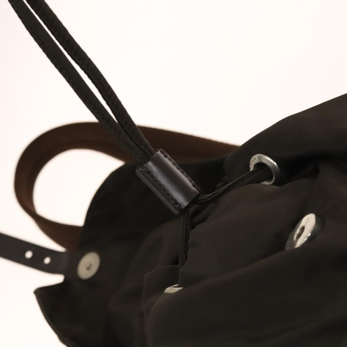 Prada Double Pocket Drawstring Backpack Nylon with Studded Detail, KHAKI, NYLON, Backpack