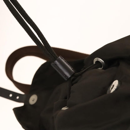 Prada Double Pocket Drawstring Backpack Nylon with Studded Detail, KHAKI, NYLON, Backpack