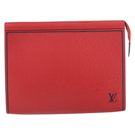 Louis Vuitton Pochette Voyage Taiga Leather, RED, LEATHER, Clutche & pouche