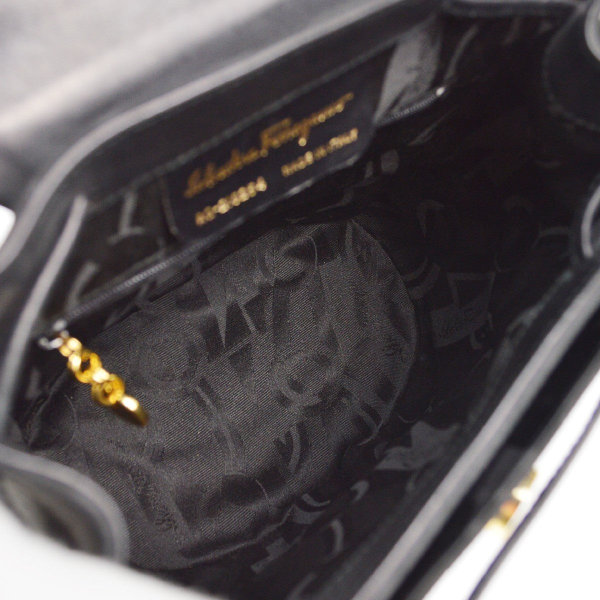 Salvatore Ferragamo Vara Flap Drawstring Backpack Leather and Suede, BLACK, SUEDE, Backpack