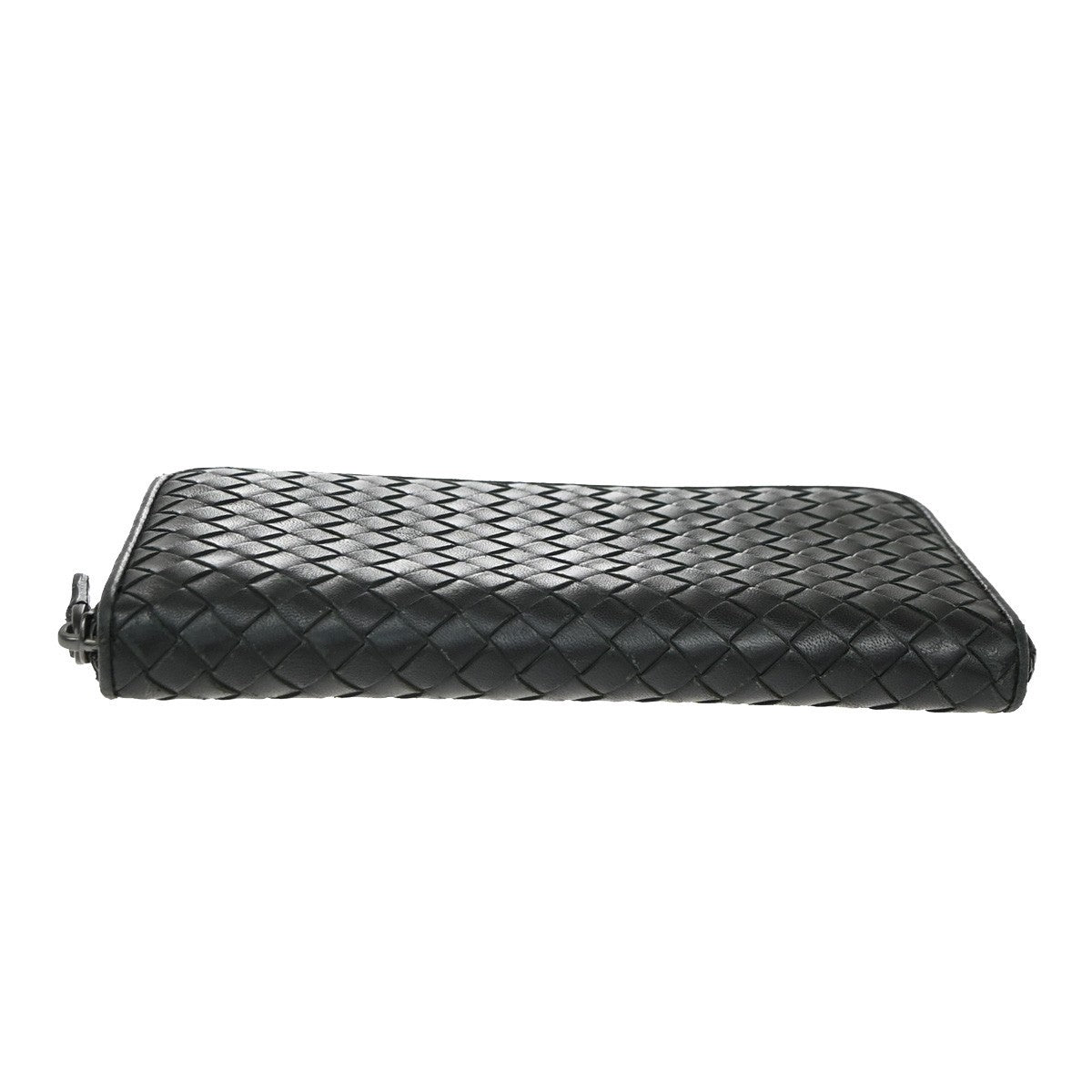 Bottega Veneta Intrecciato Long Zip  Wallet Leather, Black, Leather, Wallet