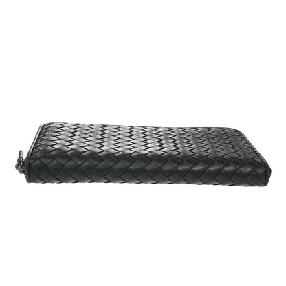 Bottega Veneta Intrecciato Long Zip  Wallet Leather, Black, Leather, Wallet