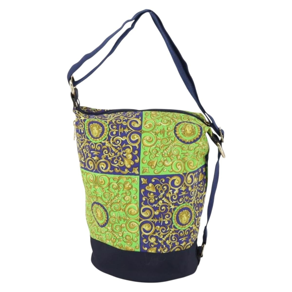 Versace Vintage Shoulder Bag Cotton, GREEN, COTTON, Shoulder bag