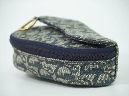 Christian Dior Saddle Zip Pouch Diorissimo Canvas, NAVY, CANVAS, Clutche & pouche