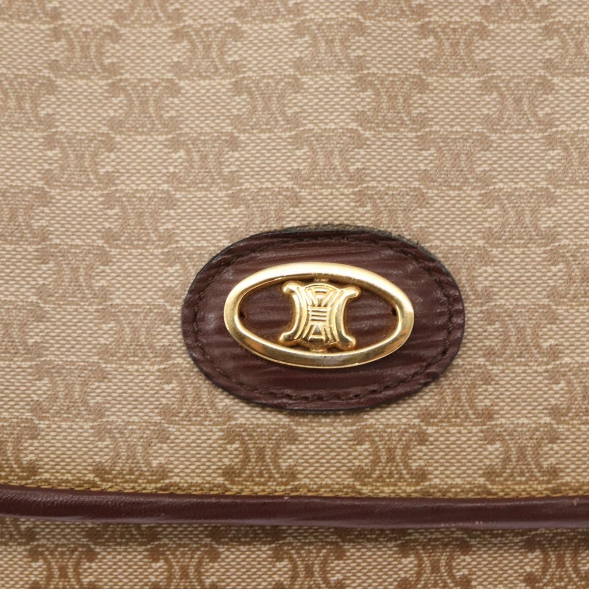 Celine Vintage Macadam Shoulder Bag Canvas and Leather, BEIGE, CANVAS, Shoulder bag