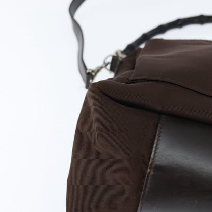 Gucci Vintage Bamboo Handle Bag Nylon, BROWN, NYLON, Handbag
