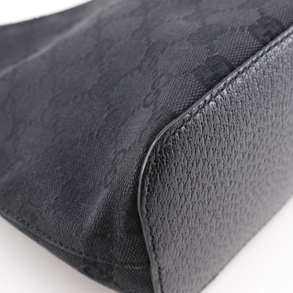 Gucci Ring Handle Zip Hobo GG Canvas, BLACK, CANVAS, Shoulder bag