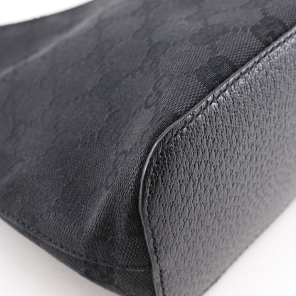 Gucci Ring Handle Zip Hobo GG Canvas, BLACK, CANVAS, Shoulder bag