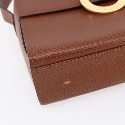 Celine Circle logo Leather, BROWN, LEATHER, Handbag