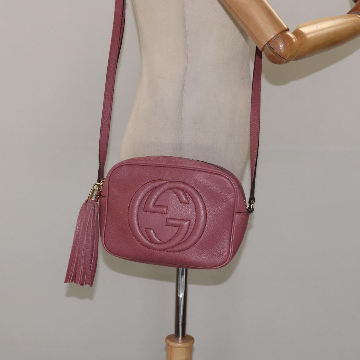 Gucci Soho Disco Crossbody Bag Leather, PINK, LEATHER, Shoulder bag