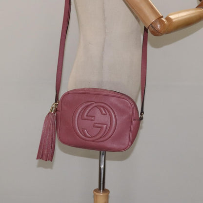 Gucci Soho Disco Crossbody Bag Leather, PINK, LEATHER, Shoulder bag