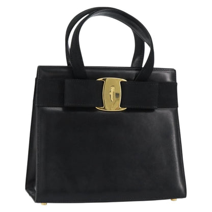 Salvatore Ferragamo Convertible Vara Bow Tote Leather, BLACK, LEATHER, Handbag