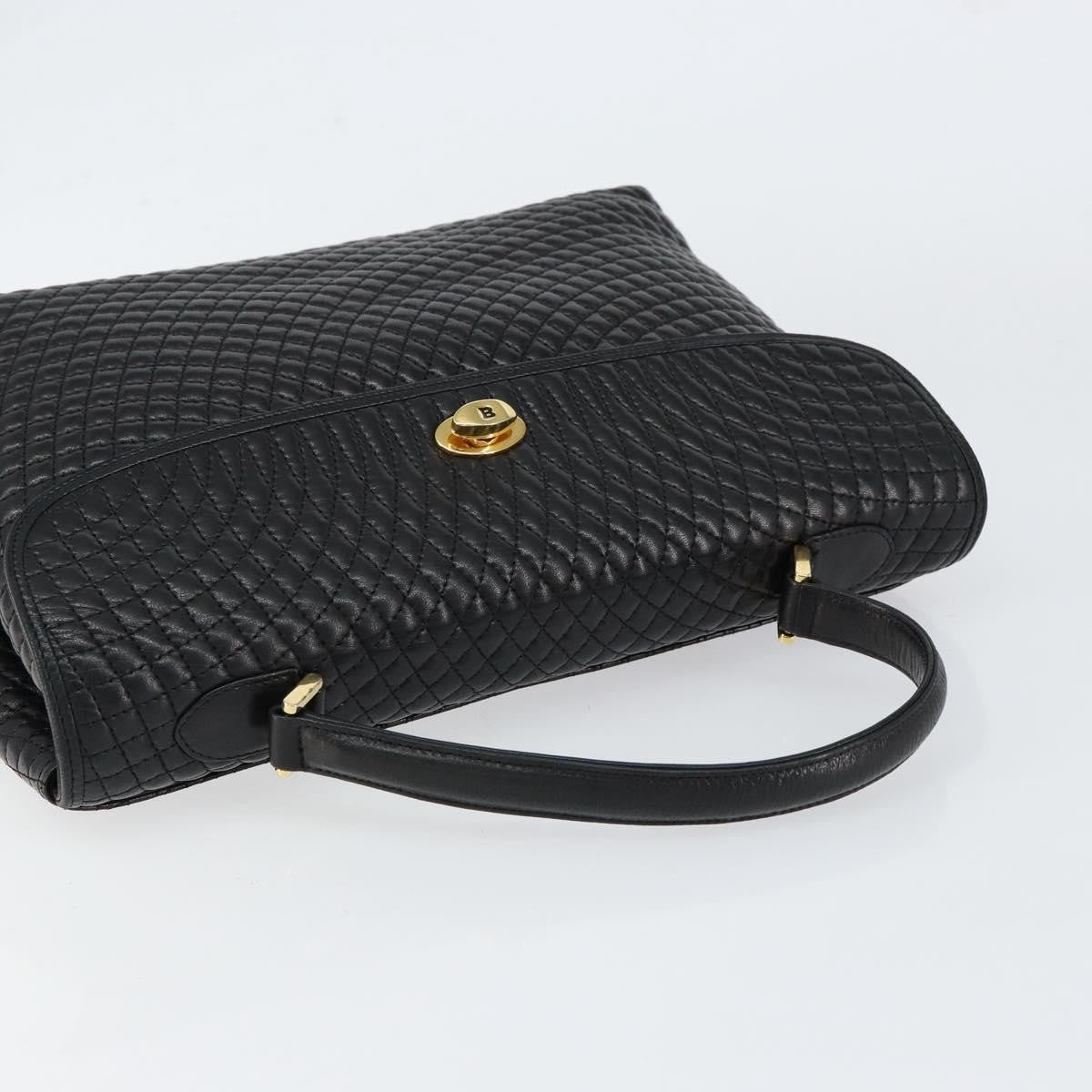 Bally Vintage Handbag Quilted Leather, BLACK, LEATHER, Handbag