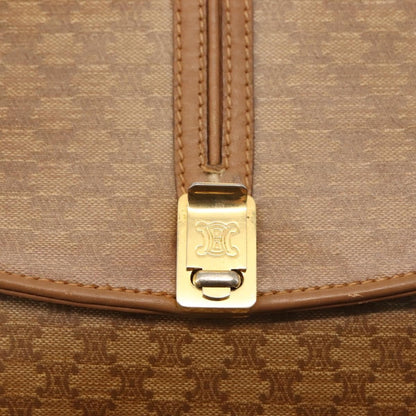 Celine Vintage Macadam Shoulder Bag Canvas and Leather, BEIGE, CANVAS, Shoulder bag