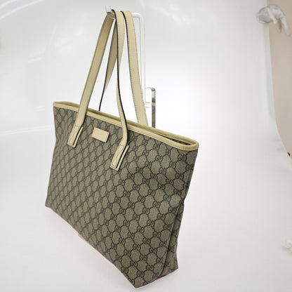 Gucci Plus Tote GG Coated Canvas with Leather, BEIGE, CANVAS, Tote bag