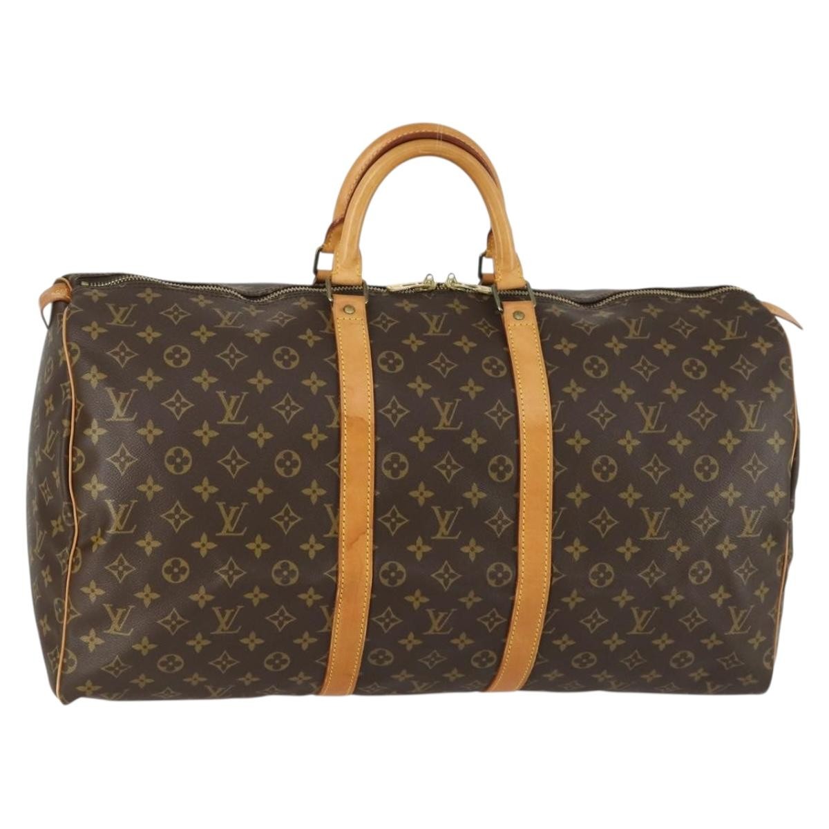 Louis Vuitton Keepall Bag Monogram Canvas, BROWN, CANVAS, Travel bag