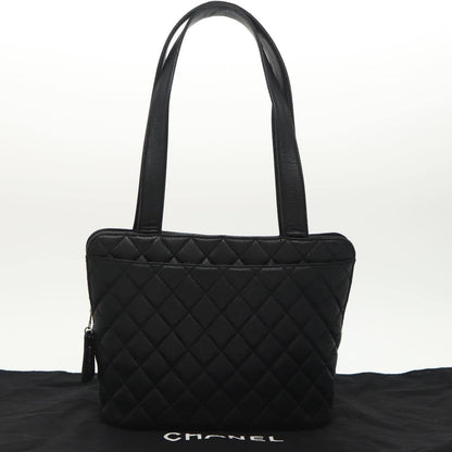 Chanel Vintage CC Zip Around Shoulder Bag Quilted Caviar, BLACK, LEATHER, Tote bag