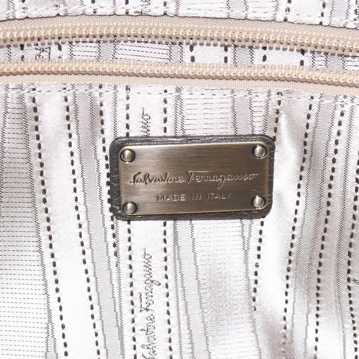 Salvatore Ferragamo Gancini Tote Leather, SILVER, LEATHER, Tote bag