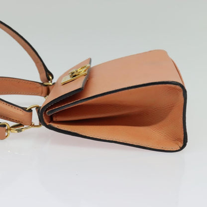 Celine Vintage Convertible Turnlock Top Handle Bag Leather, ORANGE, LEATHER, Handbag