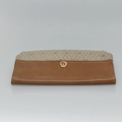 Christian Dior Vintage Honeycomb Zip Pouch Canvas and Leather, BEIGE, CANVAS, Clutche & pouche