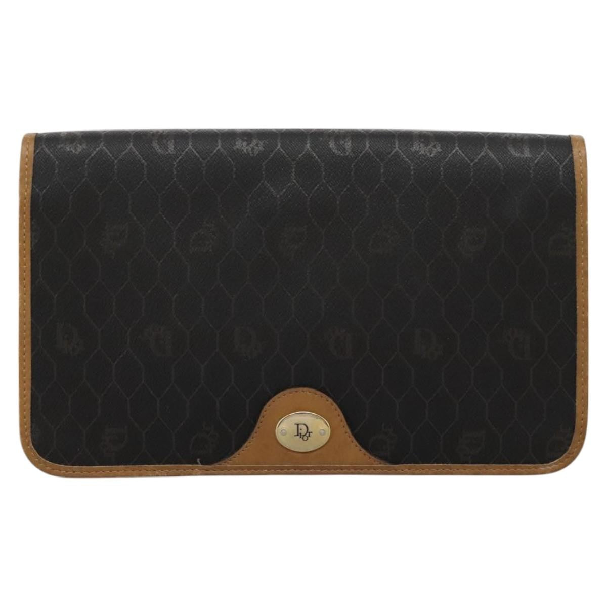 Christian Dior Vintage Honeycomb chain Canvas, BLACK, CANVAS, Handbag