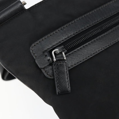 Prada Flat Messenger Bag Tessuto, BLACK, NYLON, Shoulder bag