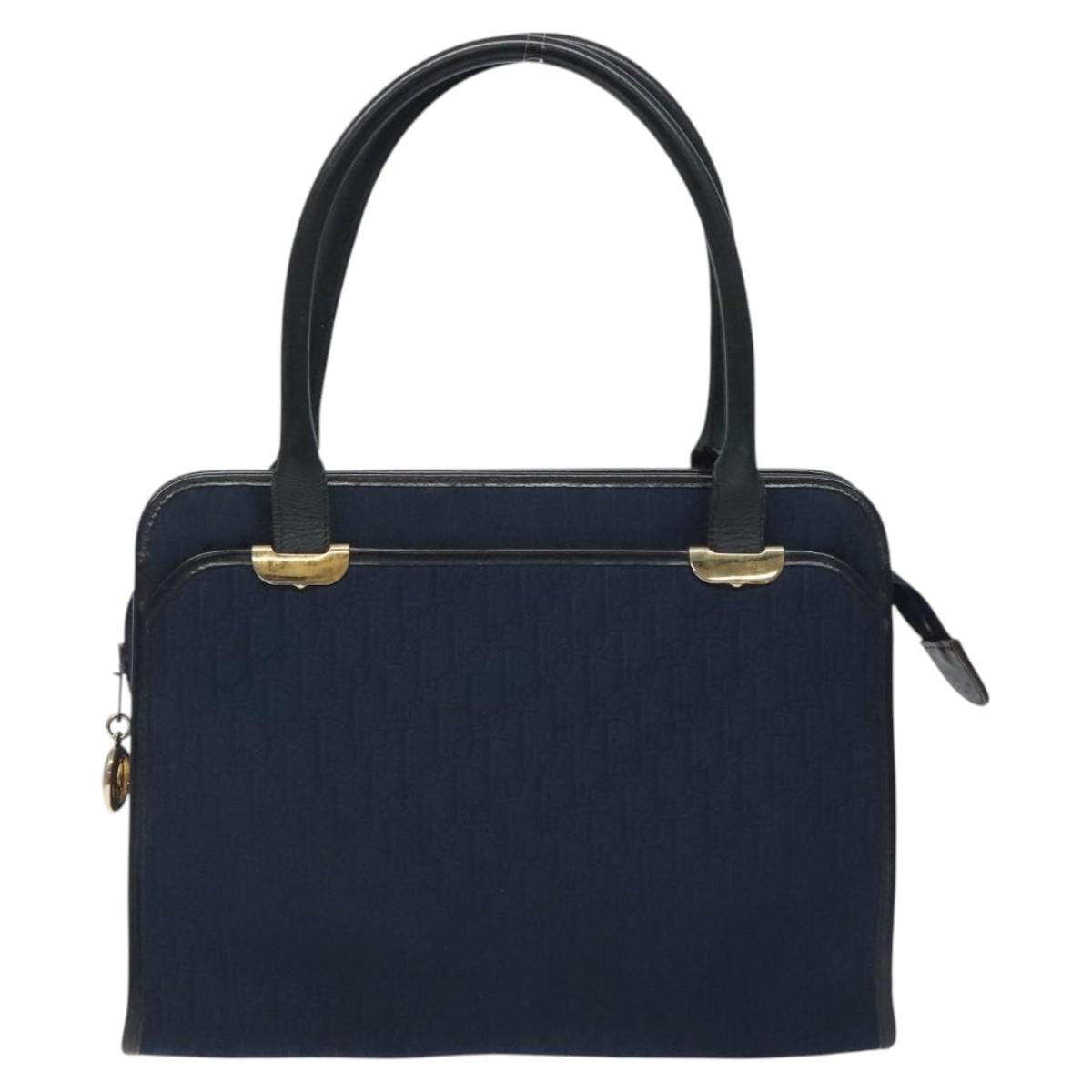 Christian Dior Vintage Trotter Handbag Canvas, NAVY, CANVAS, Handbag