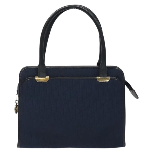 Christian Dior Vintage Trotter Handbag Canvas, NAVY, CANVAS, Handbag