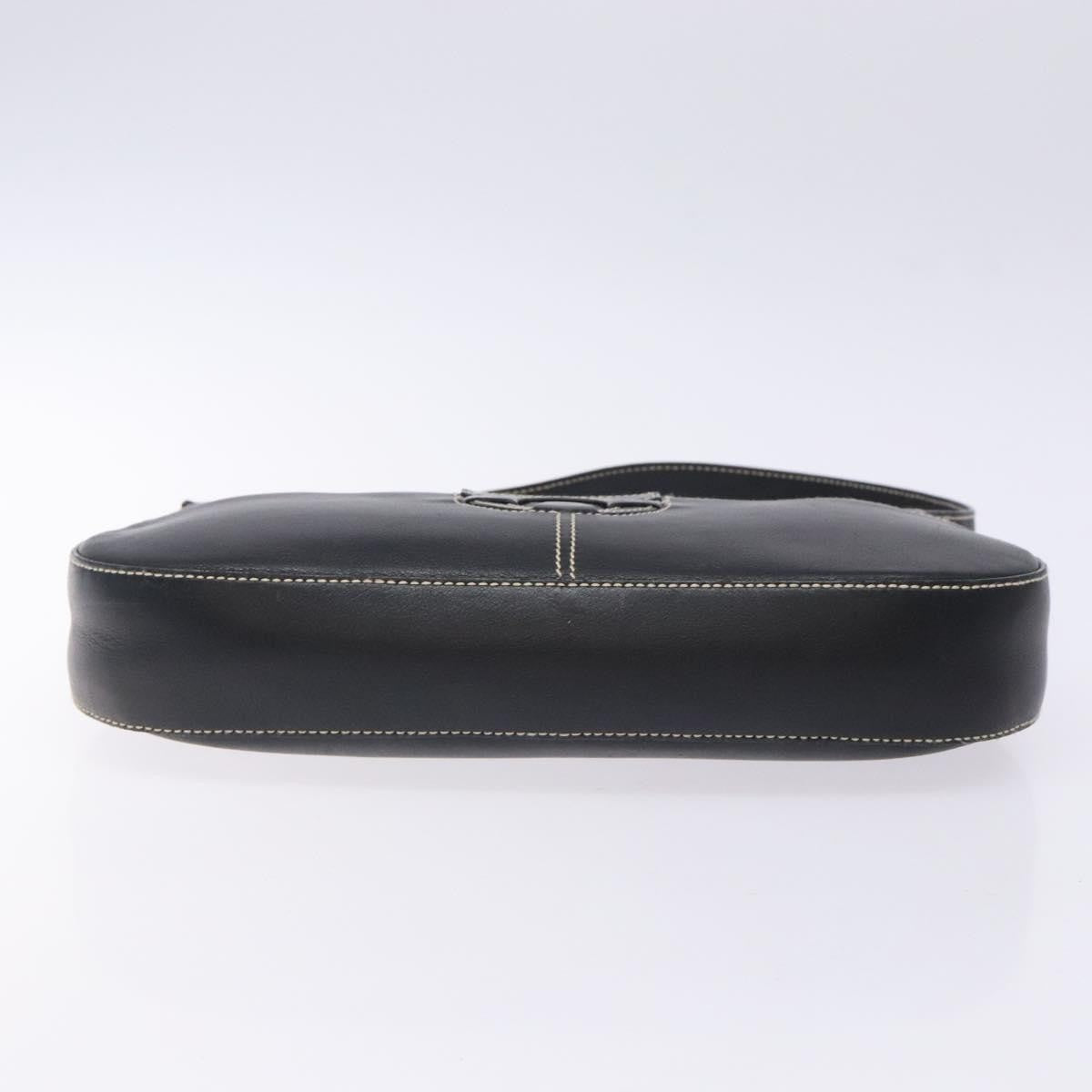 Salvatore Ferragamo Gancini Shoulder Bag Leather, BLACK, LEATHER, Shoulder bag